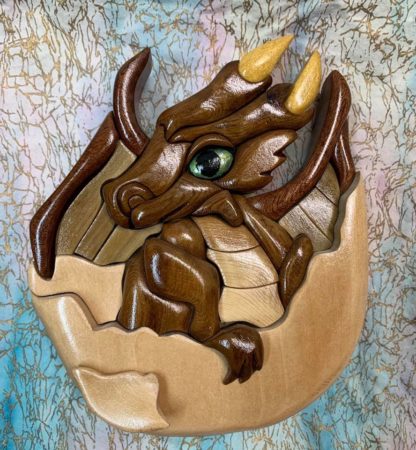 Wood Intarsia Dragon hatchling