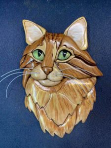 Wood Intarsia cat